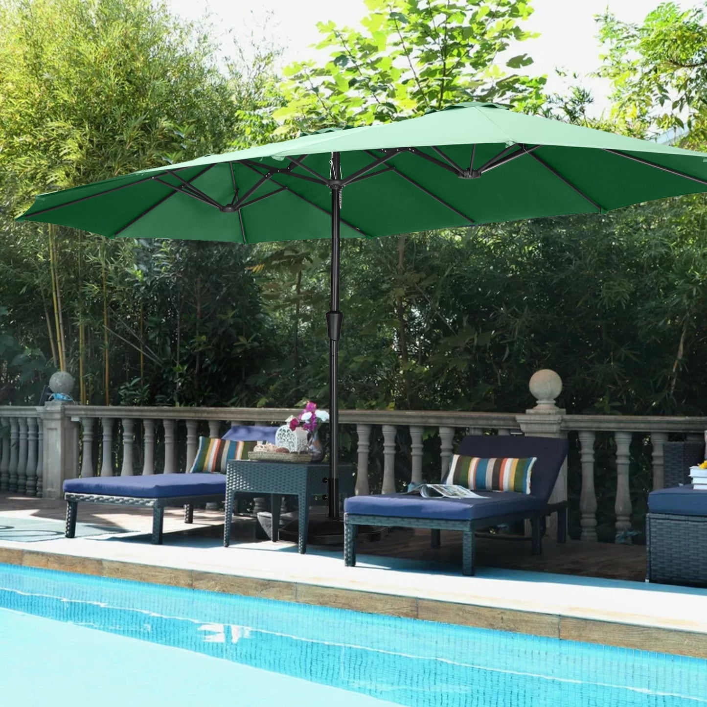 15 ft patio umbrella outdoor umbrella with crank and 15Ft Double-Sided Patio Umbrella Outdoor Market Umbrella with Crank/Without Base Navy Blue