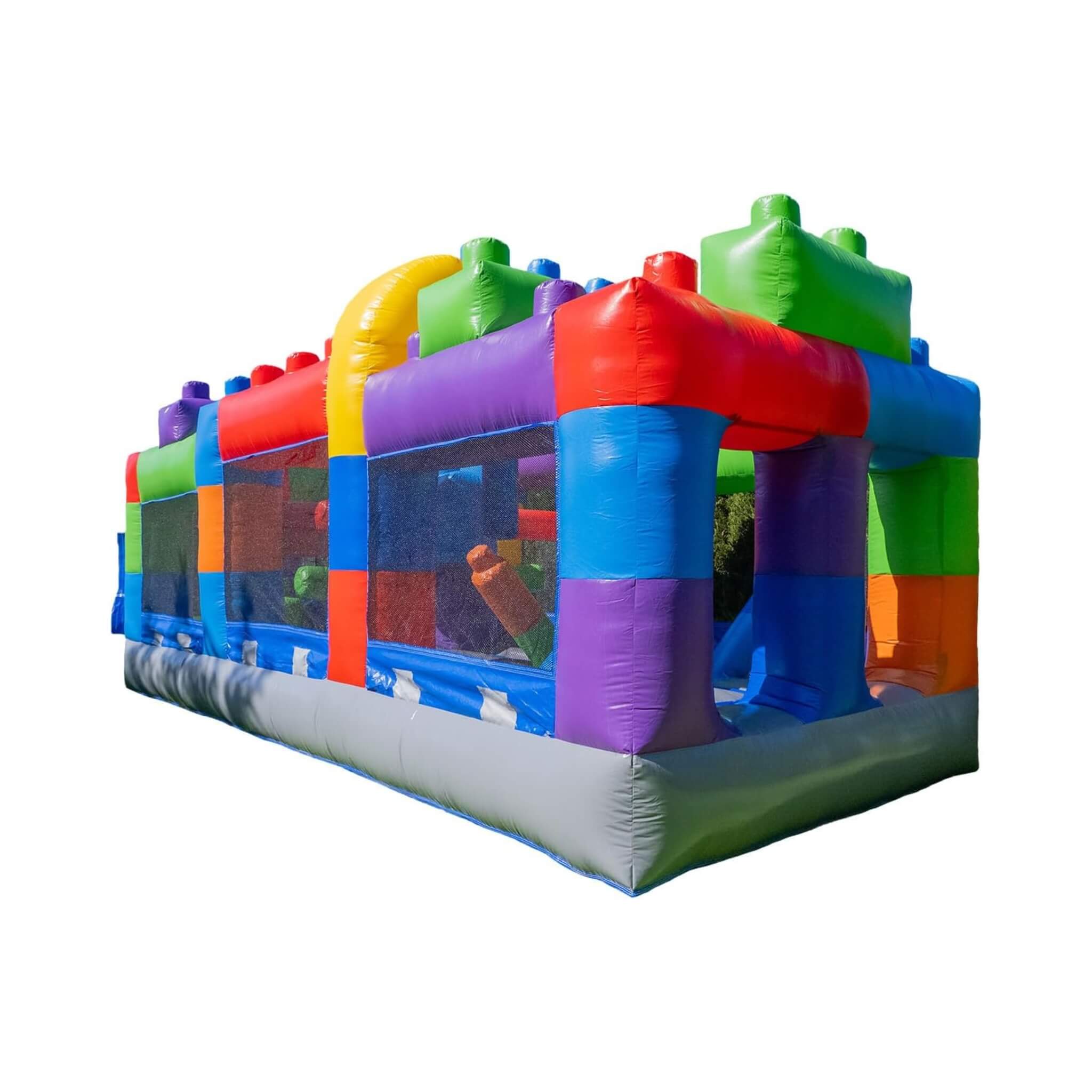 20FT Giant Multicolor Block Inflatable Obstacle Course With Large Mesh ...
