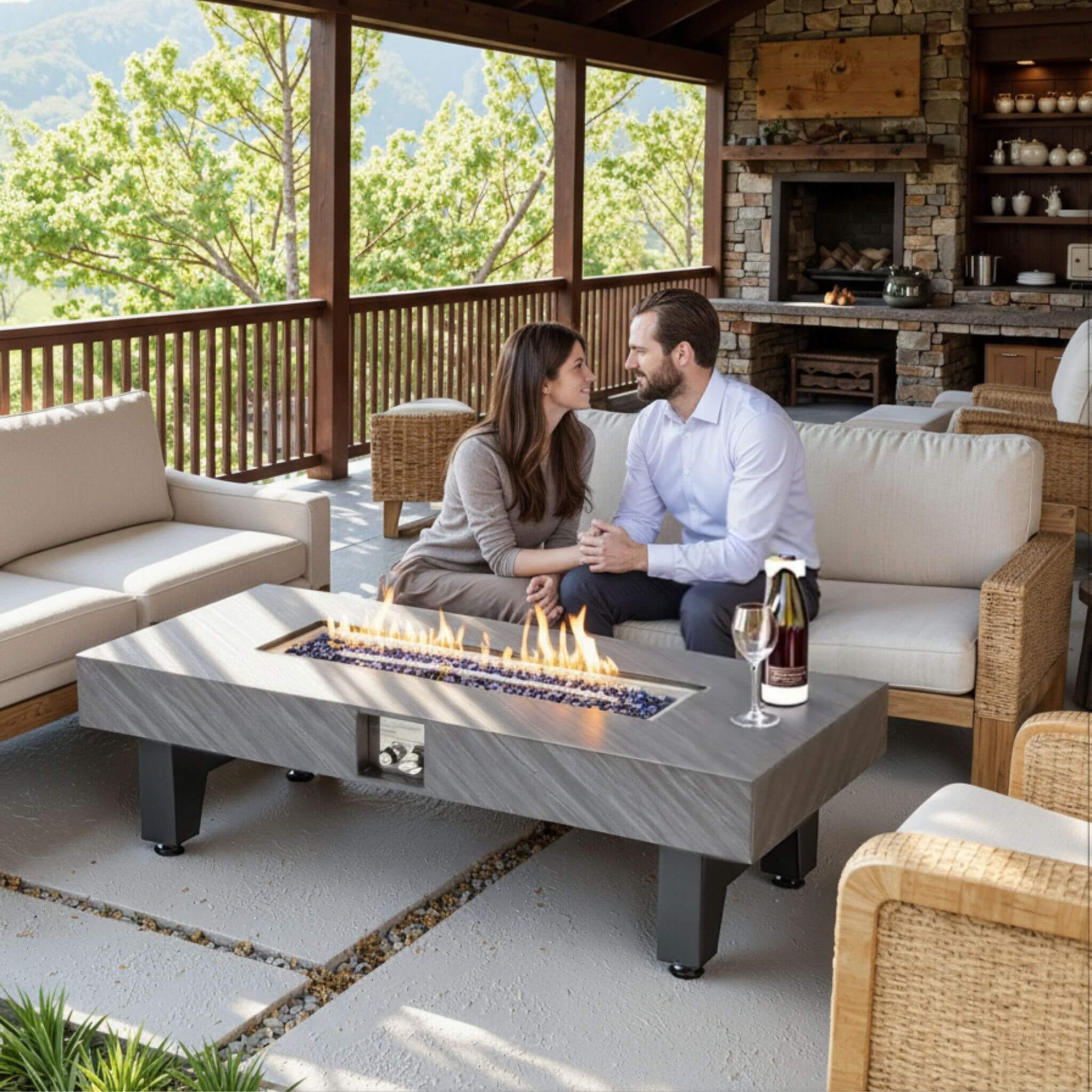 Alora 54-Inch Modern Outdoor Propane Fire Pit Table With Waterproof Co ...