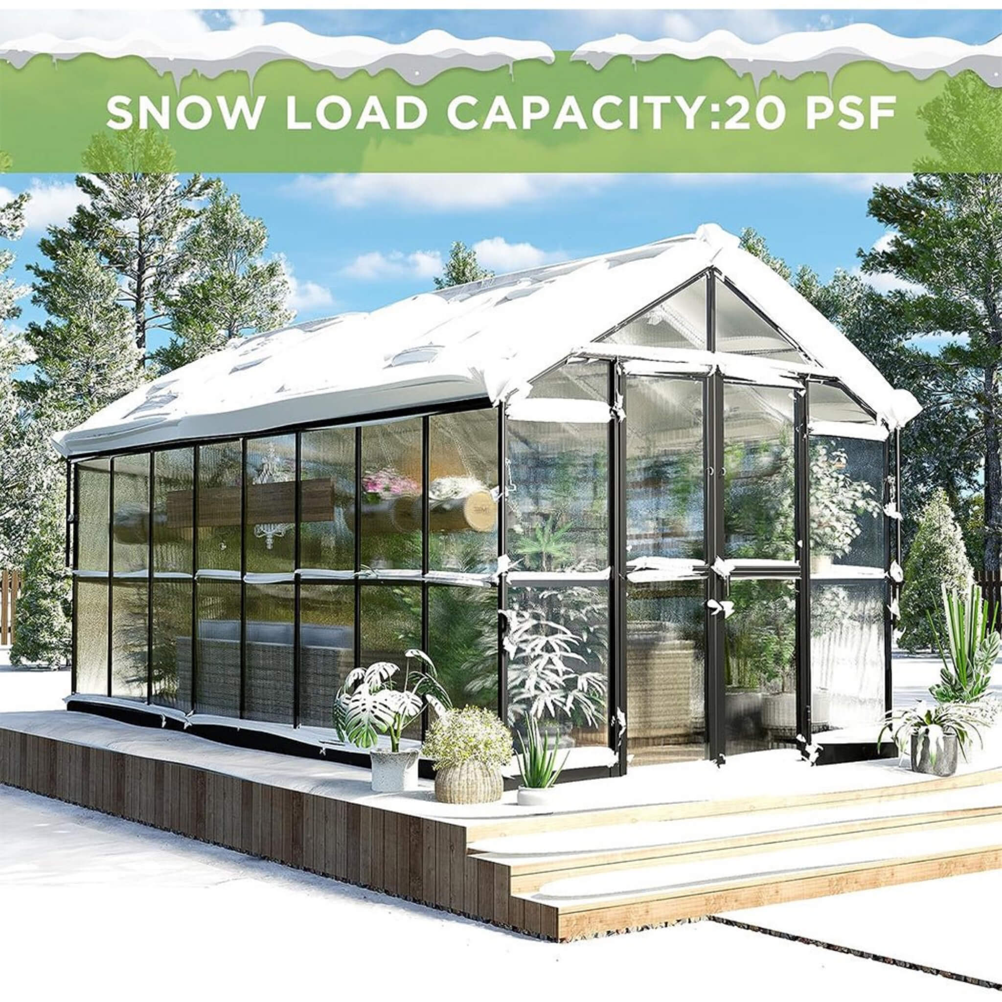 [08X16FT] Heavy-Duty Outdoor Walk-In Polycarbonate Patio Greenhouse Wi ...